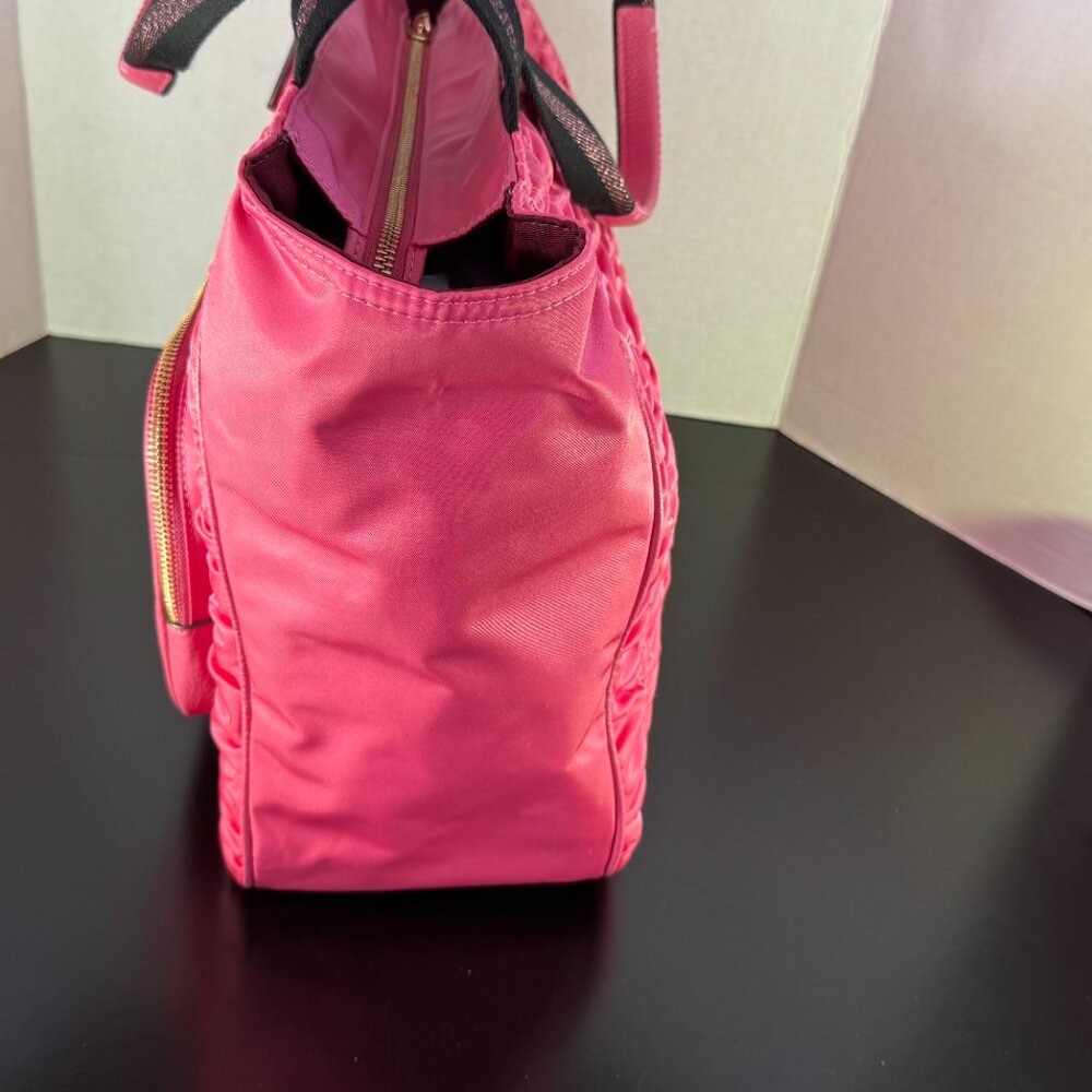 Coach C4093 Court Tote Shoulder Bag Confetti Pink Rouching Nylon w/Leather - Picture 6 of 15